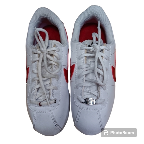 NIKE CORTEZ BASIC WHITE/RED/ROYAL BLUE RUNNING KIDS YOUTH Size 3.5Y - Picture 2 of 7